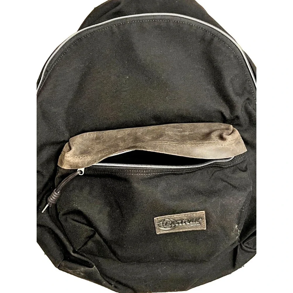 NWT Eastpak Backpack RAVEN AXER Black Cordura Canvas & Leather 24L Padded Pak'r